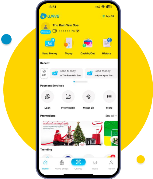 Launch Wave App and tap on topup