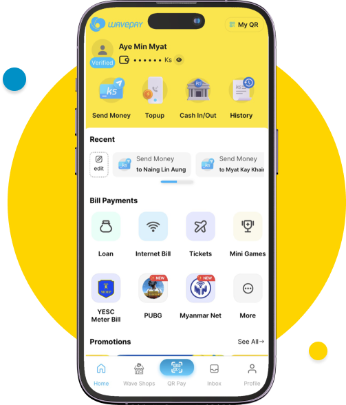 Launch WavePay app and select “Send Money”