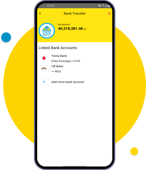 Select a bank that 
you prefer to transfer