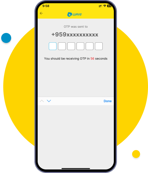  Enter the 6-digit OTP you receive via SMS on your registered phone number.