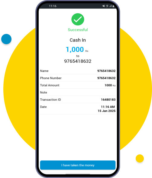 Transaction status will be displayed
