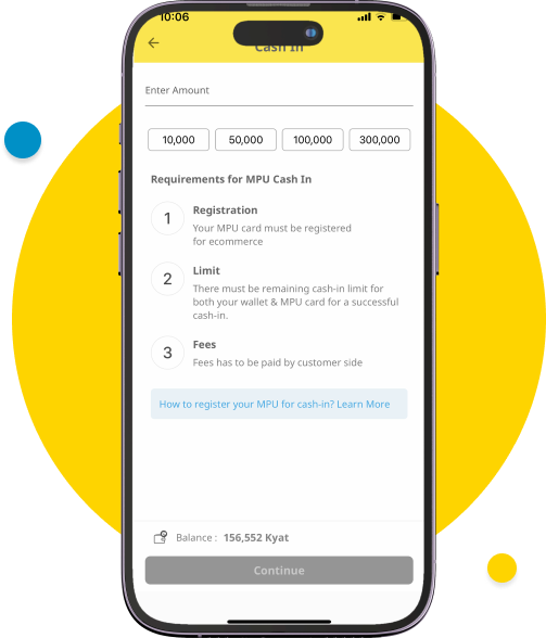 Enter amount and tap on “Continue”