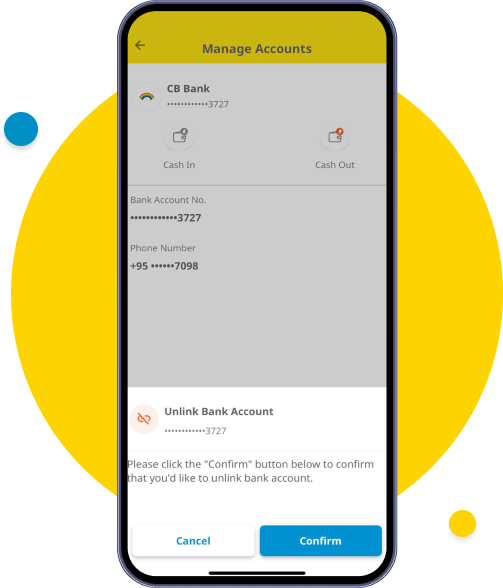 Click “Confirm” to unlink the bank account