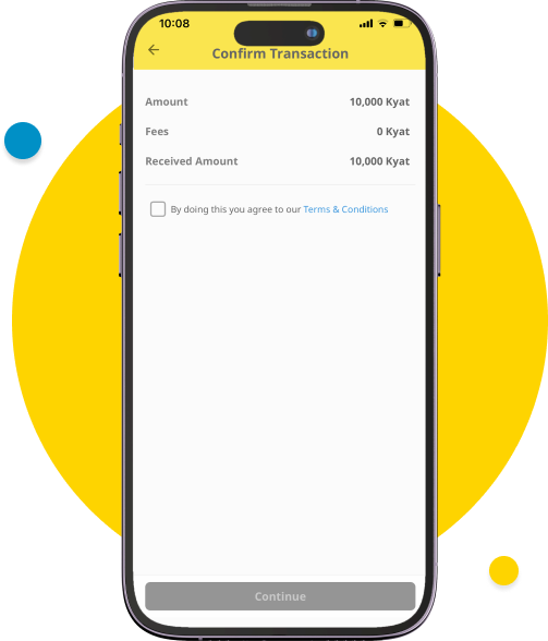Verify information and tick the “Terms & Conditions” checkbox and then tap on “Continue”