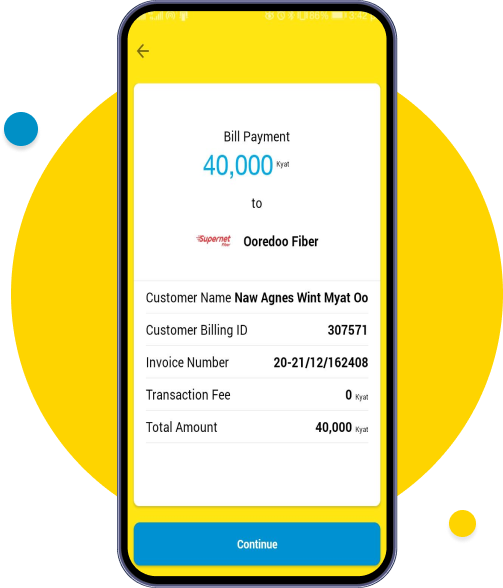 Tap “Continue” to proceed to payment.