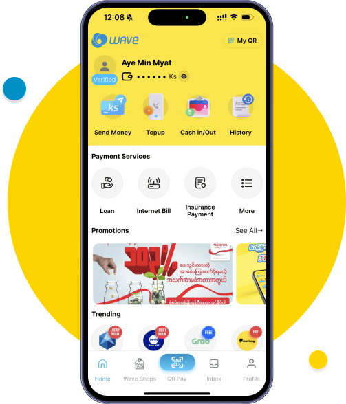 Wave အကောင့်ရဲ့ဝန်ဆောင်မှုများကို စတင်အသုံးပြုနိုင်ပါပြီ။