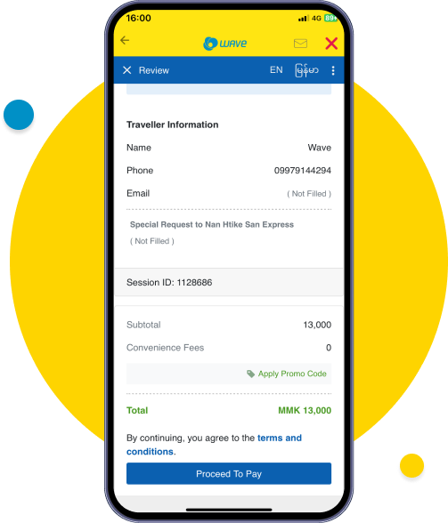 Confirm your travel information to proceed payment
