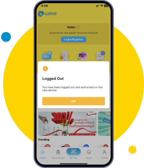 Confirm that you are logged out of the old device by tapping “OK”. 