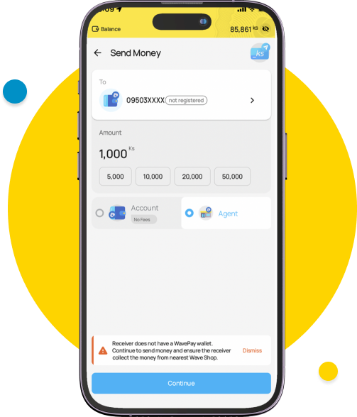 Type the amount you would like to transfer and tap “Continue”.​