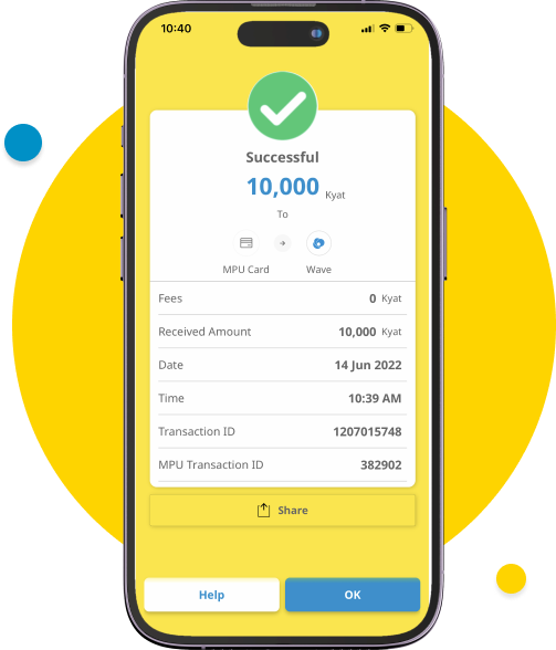 You can now see the usual Wave successful page, you have successfully transferred money from your MPU card to your Wave account