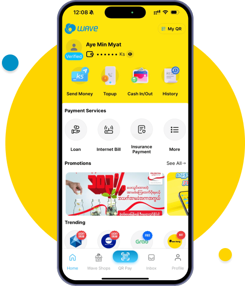 Wave အကောင့်ရဲ့ဝန်ဆောင်မှုများကို စတင်အသုံးပြုနိုင်ပါပြီ။