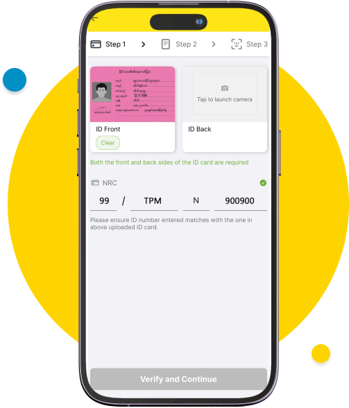 Click “Tap to launch camera” to capture the back of your ID card.