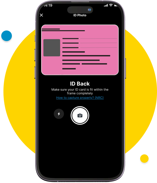 Make sure your back ID card fits completely within the frame and is clearly visible.​