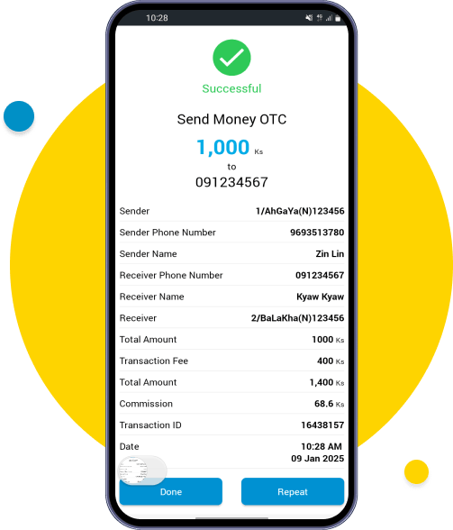 Send money processes is now complete
