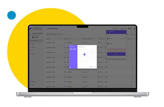 Click the download option to retrieve your transaction list.